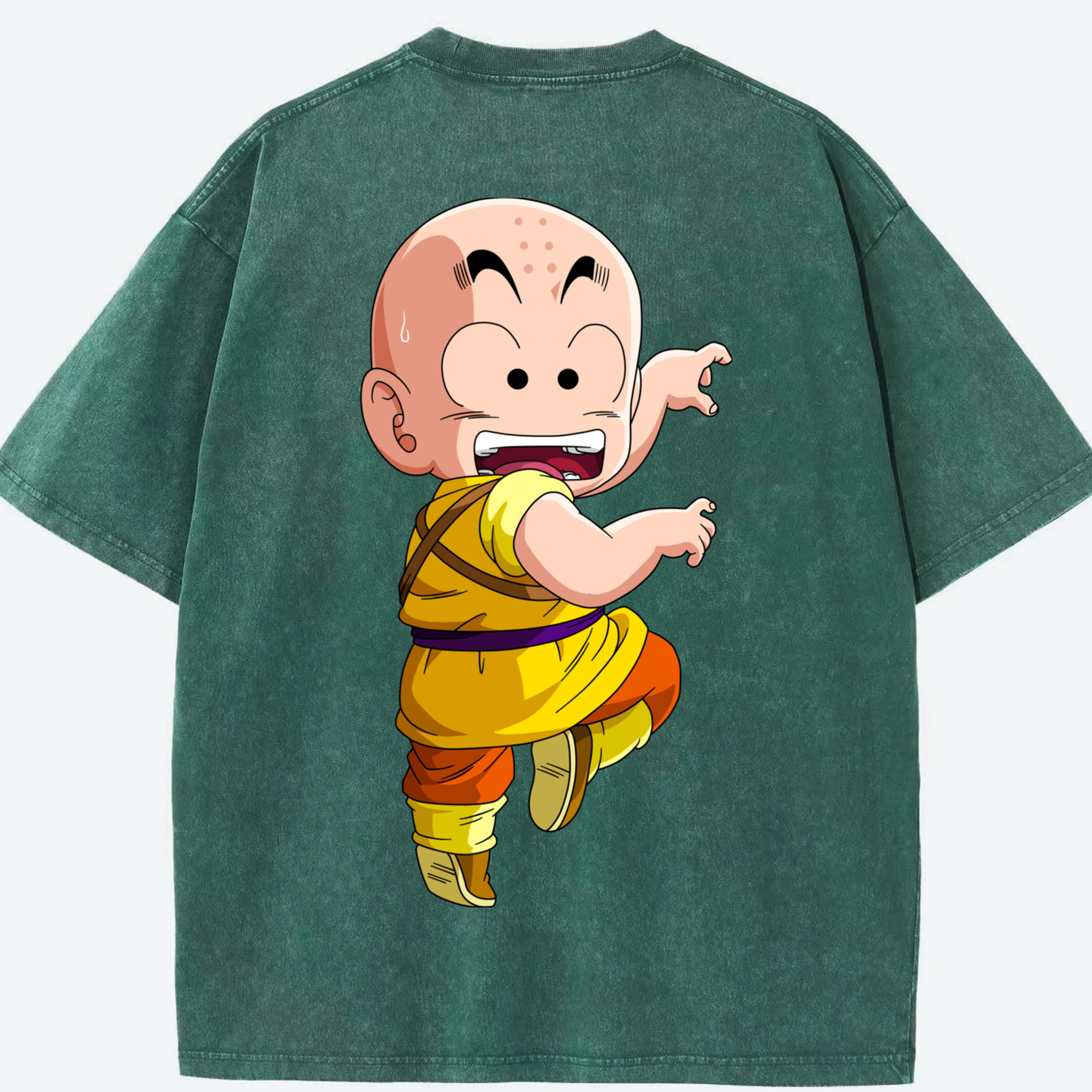 （画像用） ドラゴンボール クリリン DRAGON BALL krillin 綿100% ヴィンテージ風 半袖Tシャツ（背面プリント）